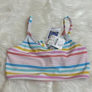 NWT Crewcuts Girls Youth Striped Multi Color Swim Top Only 8